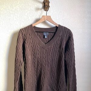 Chaps Dark Brown Cable Knit Sweater